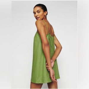 Reformation Green Linen Mini Dress Size M